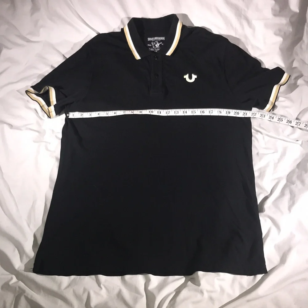 True Religion Mens Crafted With Pride Black Polo With Gold Tipping